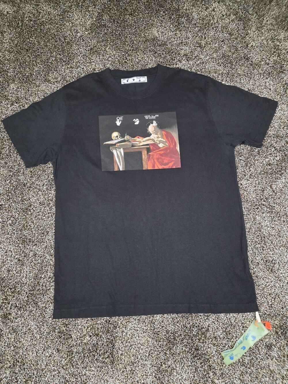 Off-White Caravaggio Saint Jerome Black Graphic T-Shirt XXL OMAA027R21JER004